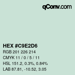 Color code: HEX #C9E2D6 | qconv.com