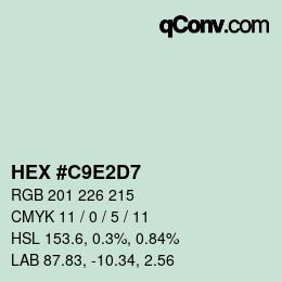 カラーコード: HEX #C9E2D7 | qconv.com