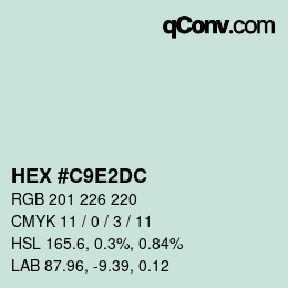 Color code: HEX #C9E2DC | qconv.com