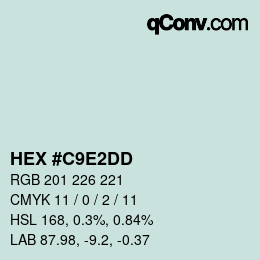 Color code: HEX #C9E2DD | qconv.com