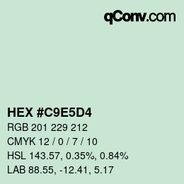 カラーコード: HEX #C9E5D4 | qconv.com