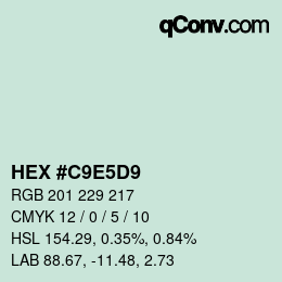 颜色代码: HEX #C9E5D9 | qconv.com