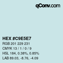 カラーコード: HEX #C9E5E7 | qconv.com