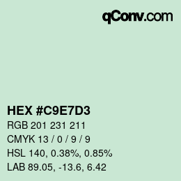 カラーコード: HEX #C9E7D3 | qconv.com