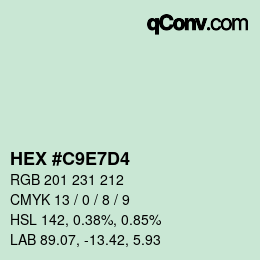 Color code: HEX #C9E7D4 | qconv.com