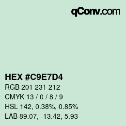カラーコード: HEX #C9E7D4 | qconv.com