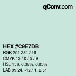 カラーコード: HEX #C9E7DB | qconv.com
