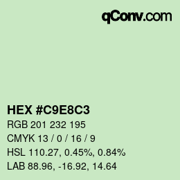 Farbcode: HEX #C9E8C3 | qconv.com