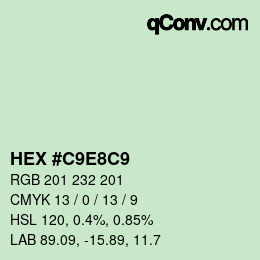 Código de color: HEX #C9E8C9 | qconv.com