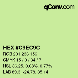 Color code: HEX #C9EC9C | qconv.com