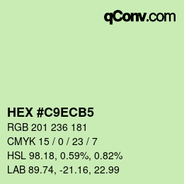 カラーコード: HEX #C9ECB5 | qconv.com