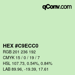 カラーコード: HEX #C9ECC0 | qconv.com