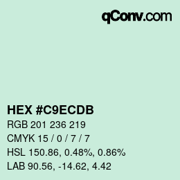 カラーコード: HEX #C9ECDB | qconv.com