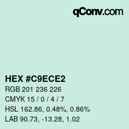 Color code: HEX #C9ECE2 | qconv.com