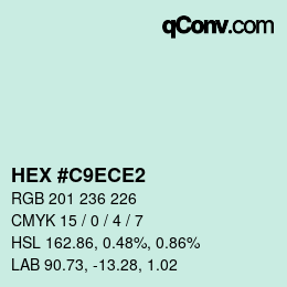 カラーコード: HEX #C9ECE2 | qconv.com