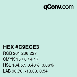 Color code: HEX #C9ECE3 | qconv.com