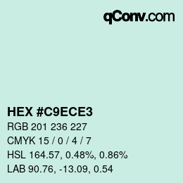 カラーコード: HEX #C9ECE3 | qconv.com