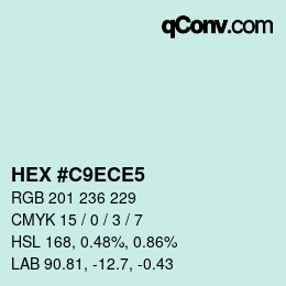 Color code: HEX #C9ECE5 | qconv.com
