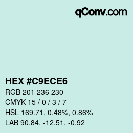 Color code: HEX #C9ECE6 | qconv.com