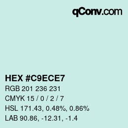 Color code: HEX #C9ECE7 | qconv.com