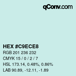 カラーコード: HEX #C9ECE8 | qconv.com