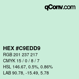カラーコード: HEX #C9EDD9 | qconv.com