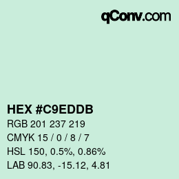 Color code: HEX #C9EDDB | qconv.com
