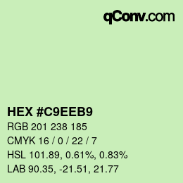 Color code: HEX #C9EEB9 | qconv.com