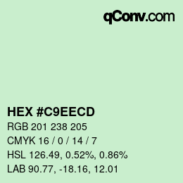 カラーコード: HEX #C9EECD | qconv.com