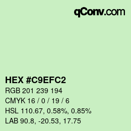 カラーコード: HEX #C9EFC2 | qconv.com