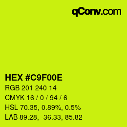 Color code: HEX #C9F00E | qconv.com