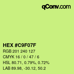 Color code: HEX #C9F07F | qconv.com