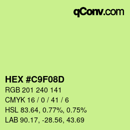 Color code: HEX #C9F08D | qconv.com