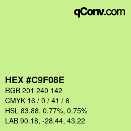 Color code: HEX #C9F08E | qconv.com