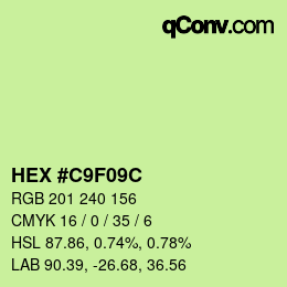 Color code: HEX #C9F09C | qconv.com