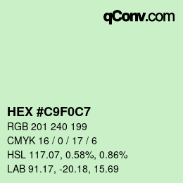 Color code: HEX #C9F0C7 | qconv.com