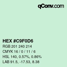 Color code: HEX #C9F0D6 | qconv.com