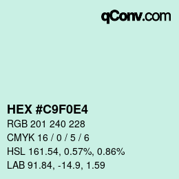 Color code: HEX #C9F0E4 | qconv.com