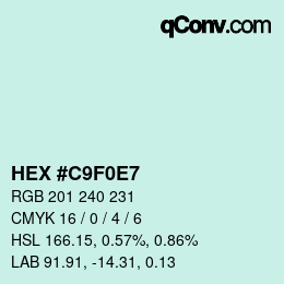 Color code: HEX #C9F0E7 | qconv.com