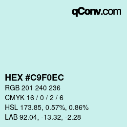 Color code: HEX #C9F0EC | qconv.com