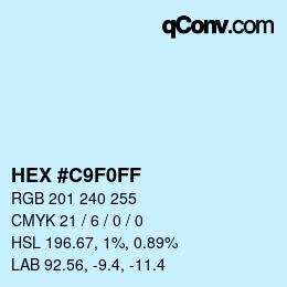 Color code: HEX #C9F0FF | qconv.com