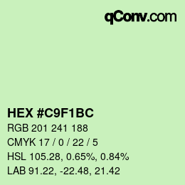 Color code: HEX #C9F1BC | qconv.com