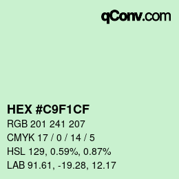Color code: HEX #C9F1CF | qconv.com