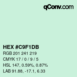 Color code: HEX #C9F1DB | qconv.com