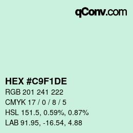 Color code: HEX #C9F1DE | qconv.com