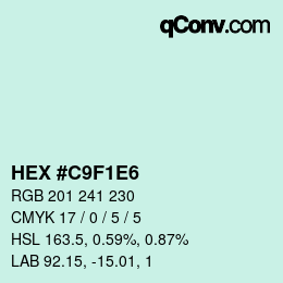 カラーコード: HEX #C9F1E6 | qconv.com
