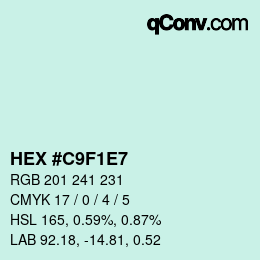 Color code: HEX #C9F1E7 | qconv.com