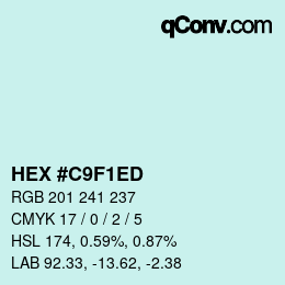 Color code: HEX #C9F1ED | qconv.com