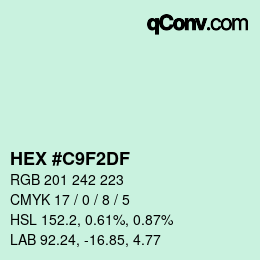 Color code: HEX #C9F2DF | qconv.com