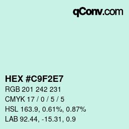 Color code: HEX #C9F2E7 | qconv.com